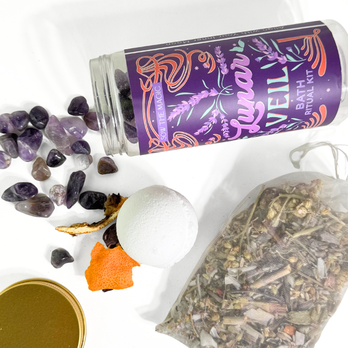 Lunar Veil Bath Ritual Kit with Amethyst | Lavender-Sow the Magic-The Bullish Store
