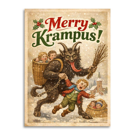Merry Krampus Funny Christmas Card-Bad Betty Greeting Co.-The Bullish Store