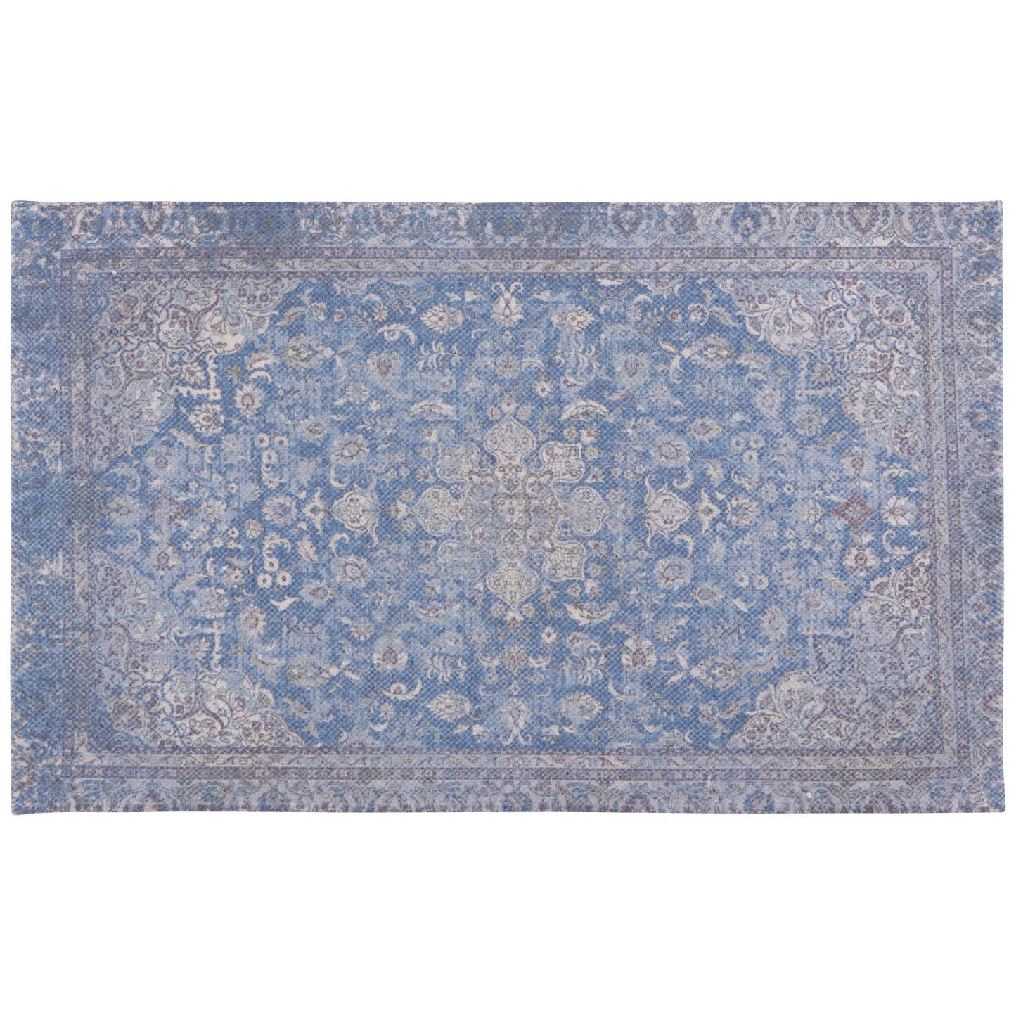 Midnight Blue Heritage Rug | Upcycled-cotton Printed Carpet Mat | 2 x 3 Feet