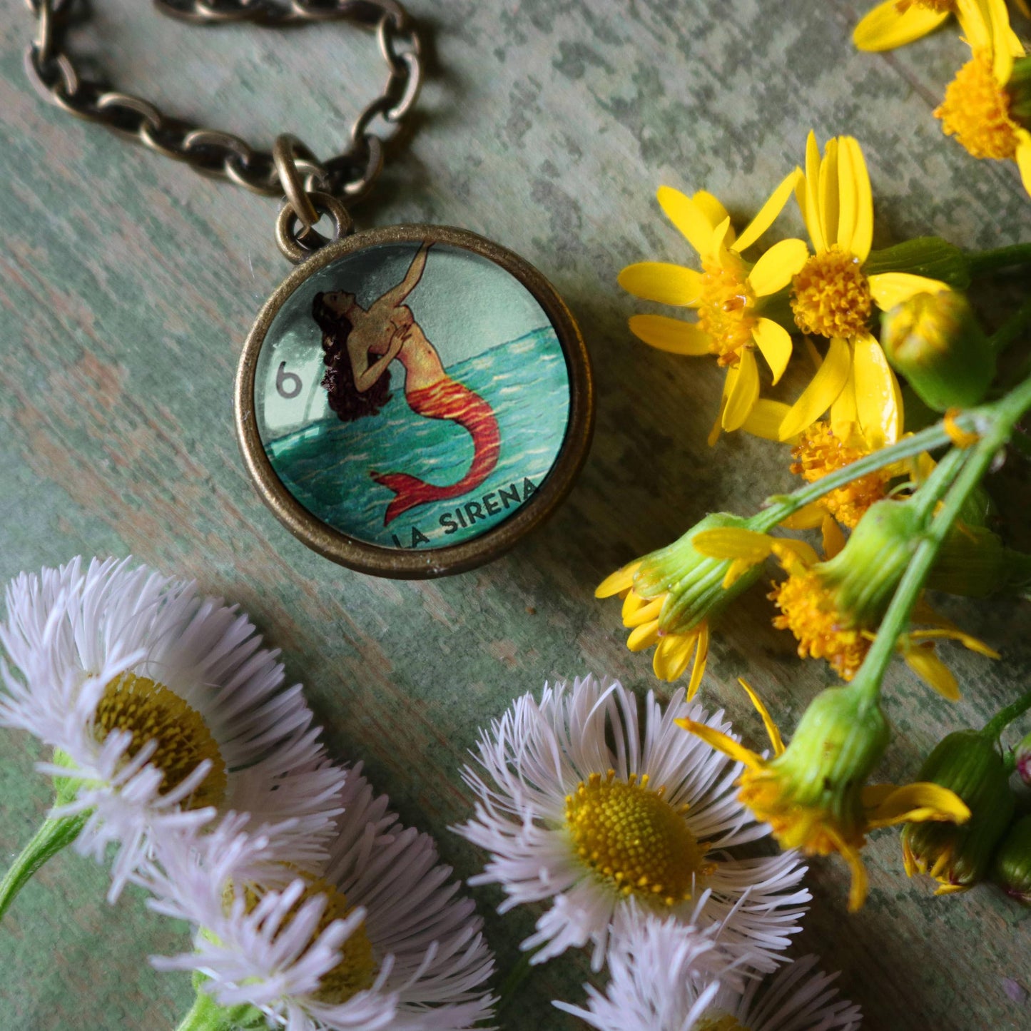 La Sirena Loteria Mermaid Simple Reversible Pendant Necklace