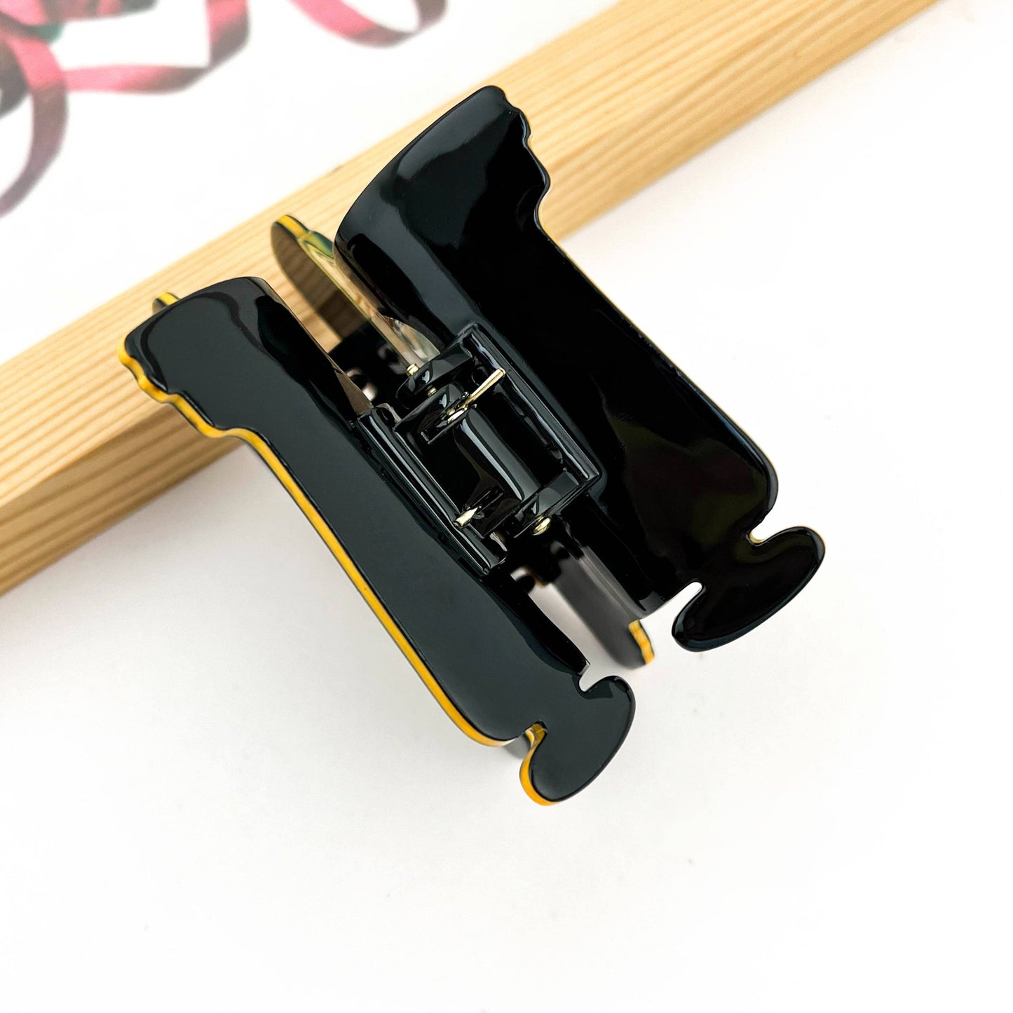 Black and Gold Sewing Machine Acetate Hair Claw