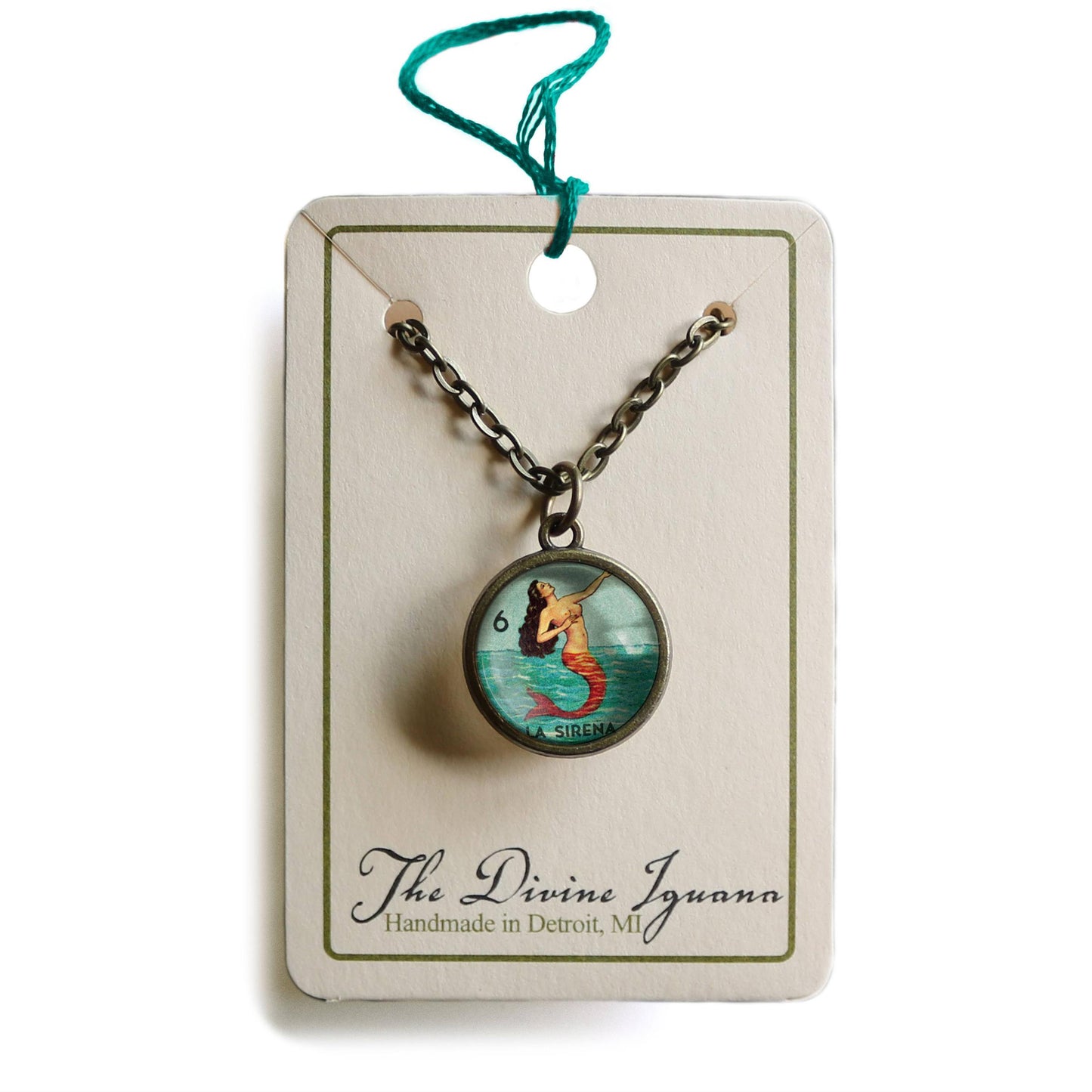 La Sirena Loteria Mermaid Simple Reversible Pendant Necklace