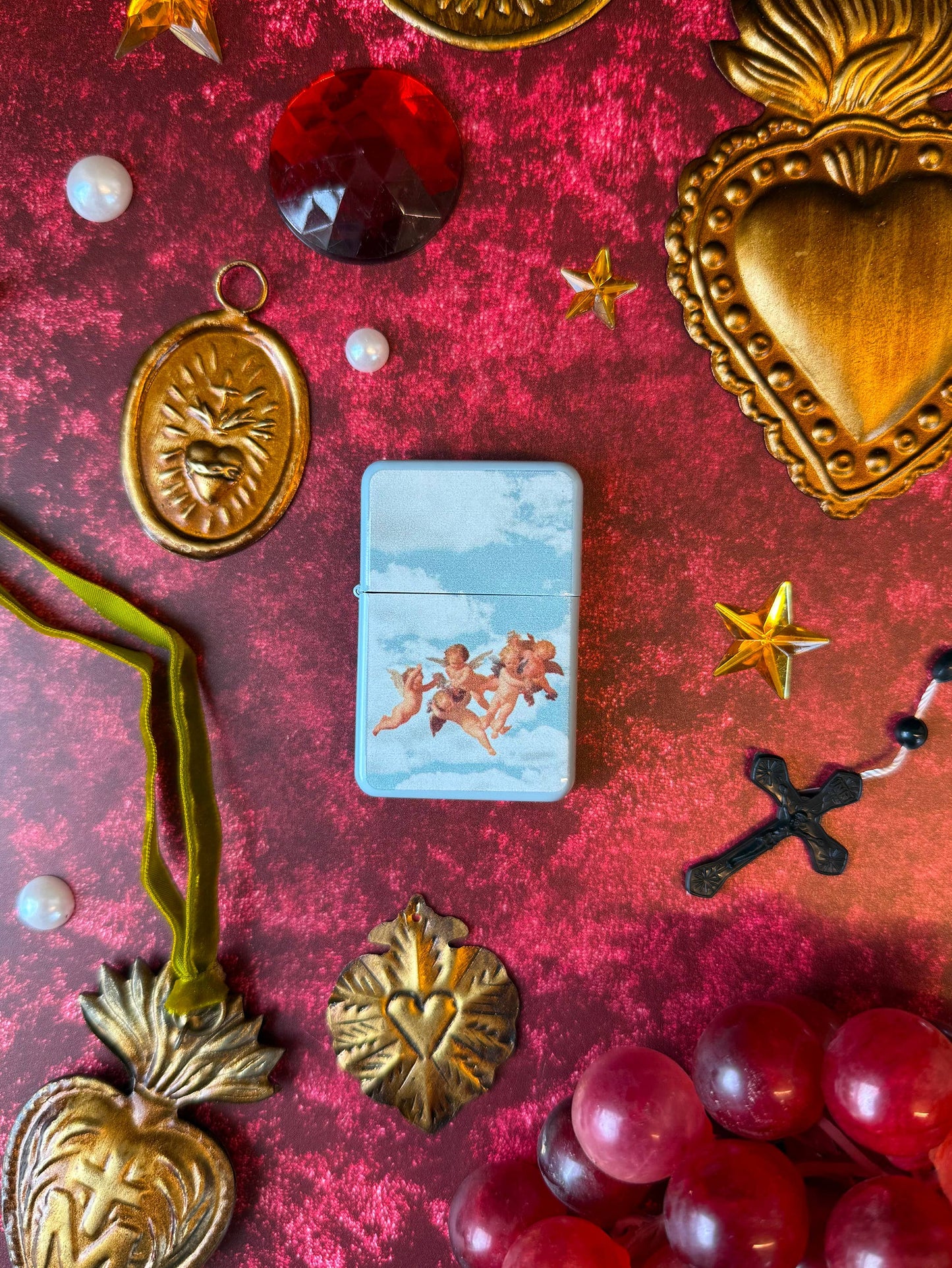 Cherub Refillable Lighter | Vintage Angel Cherub Metal Lighter | Retro Sky Aesthetic Pocket Lighter