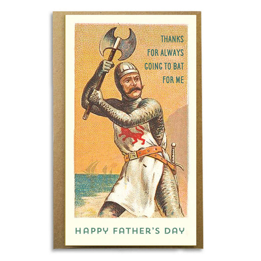 Thanks For Always Going To Bat For Me Funny Father’s Day Card | Vintage Knight Dad Card | Cute & Unique Father’s Day Greeting