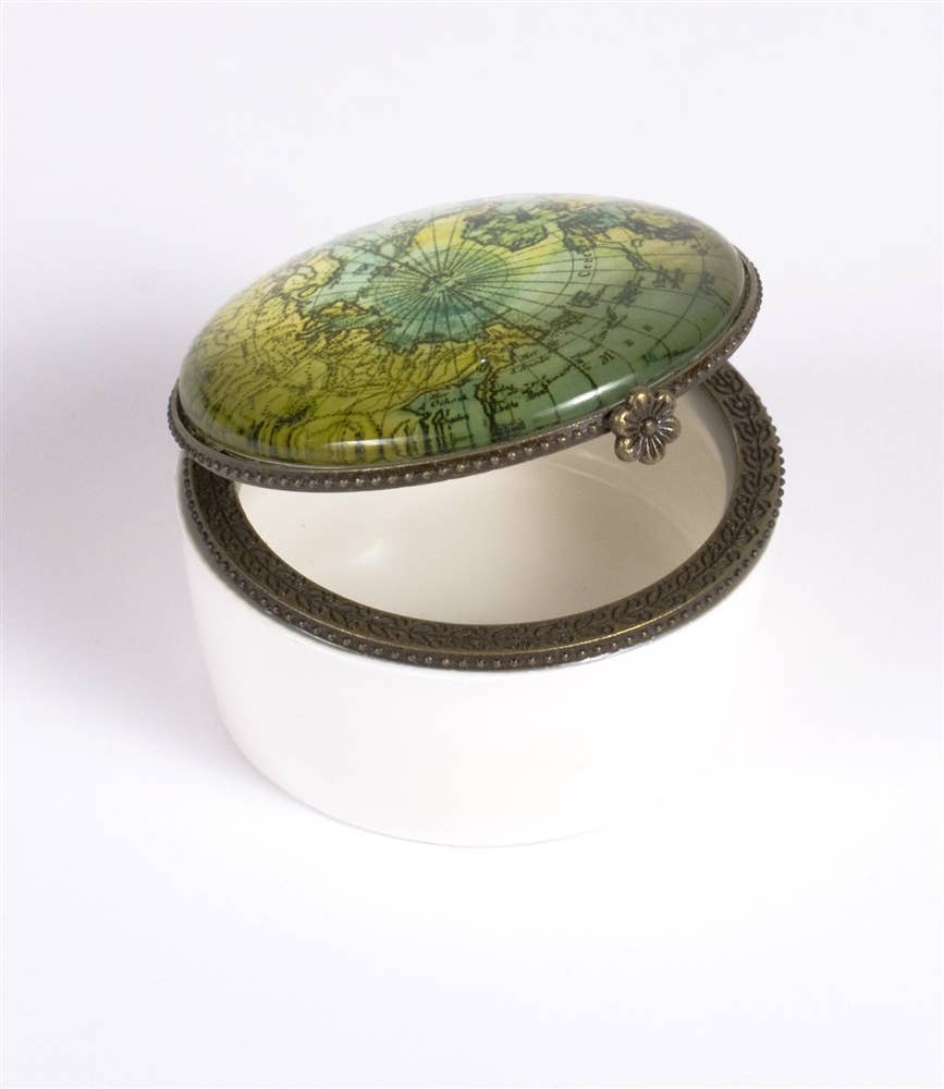 Vintage World Map Ceramic Keepsake Box | Giftable
