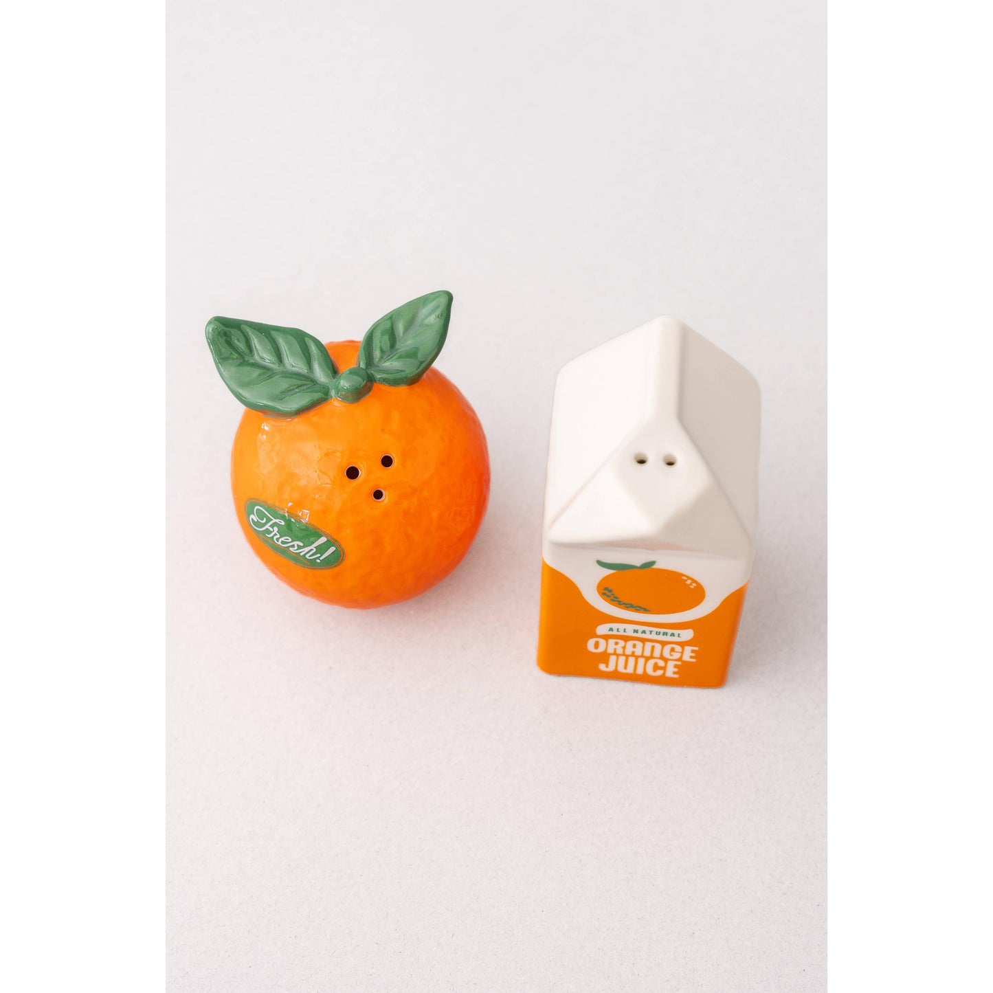Orange Salt & Pepper Shakers | Citrus Ceramic Set