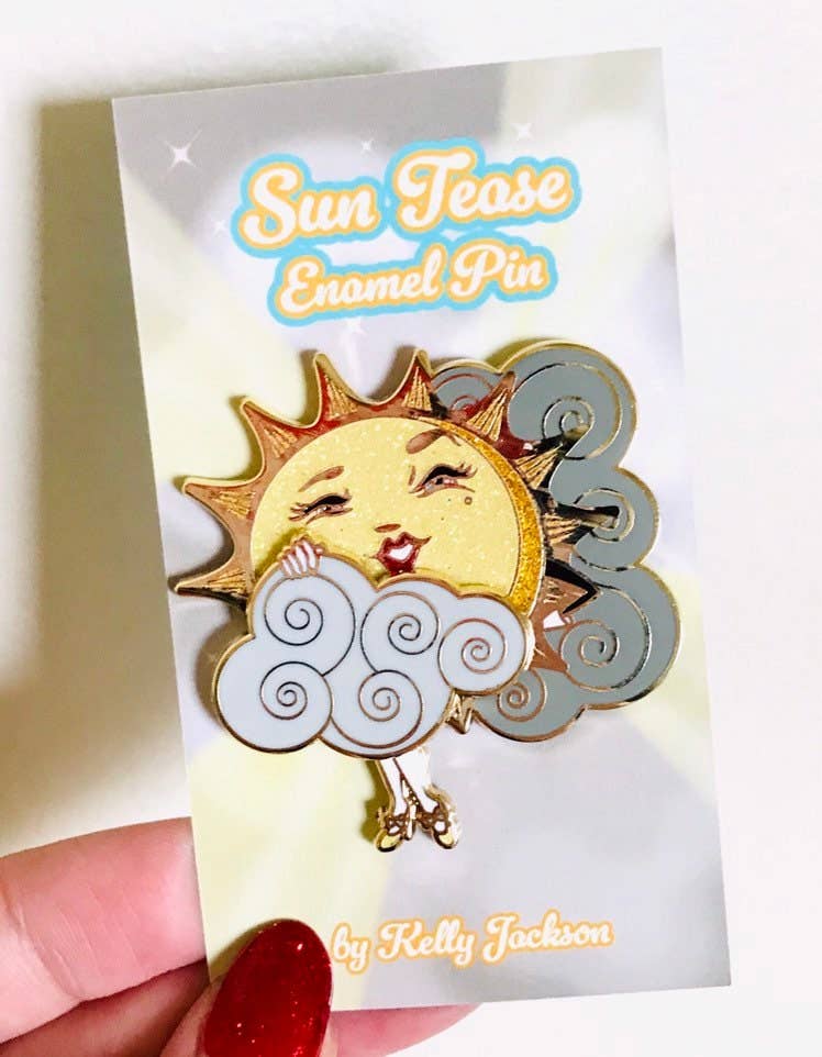 Sliding Cloud Sun Teaser Enamel Pin | Movable Cloud