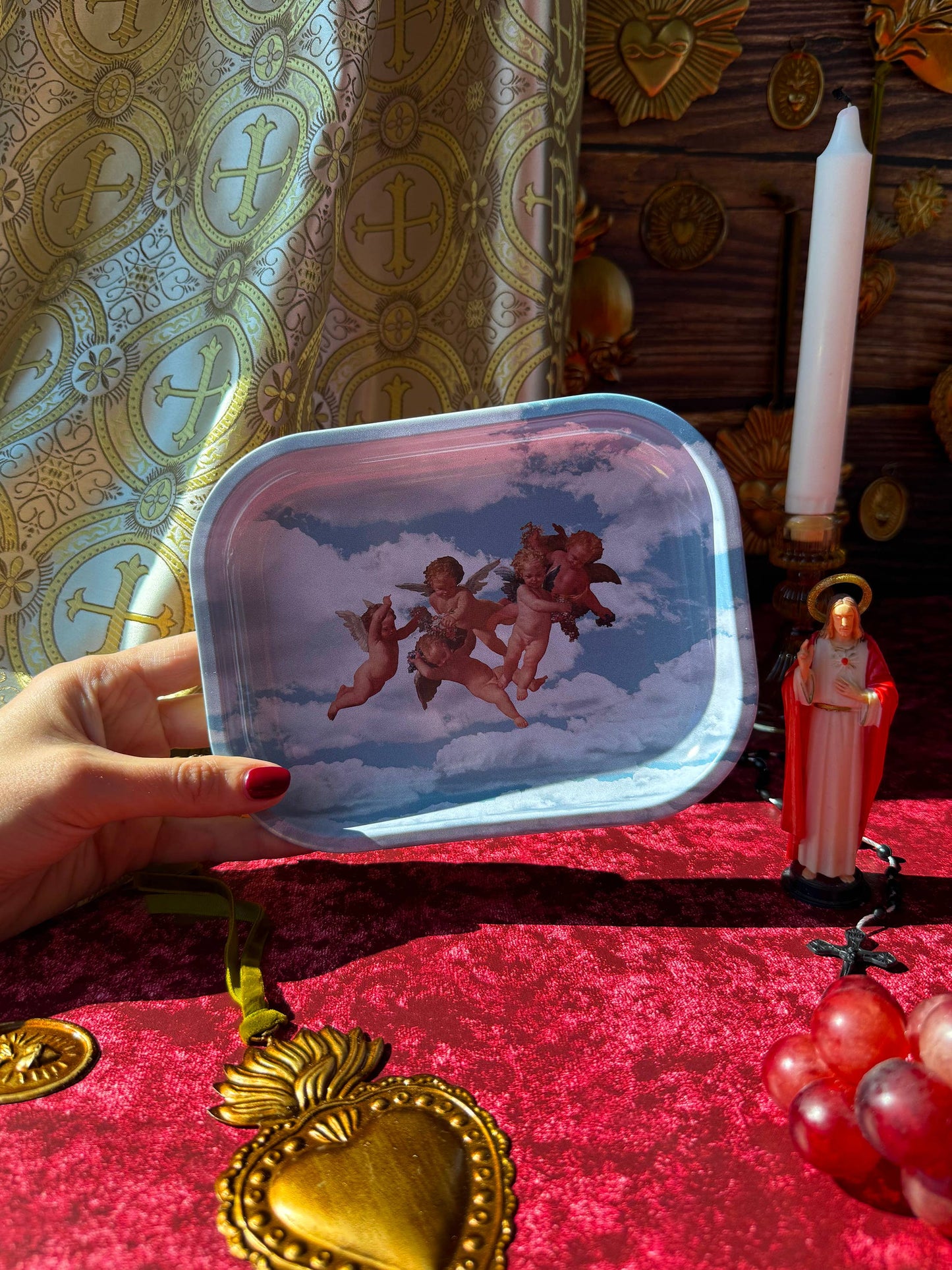 Cherub Trinket Tray | Vintage Angel Cherub Decorative Tray | Whimsical Jewelry & Catchall Dish