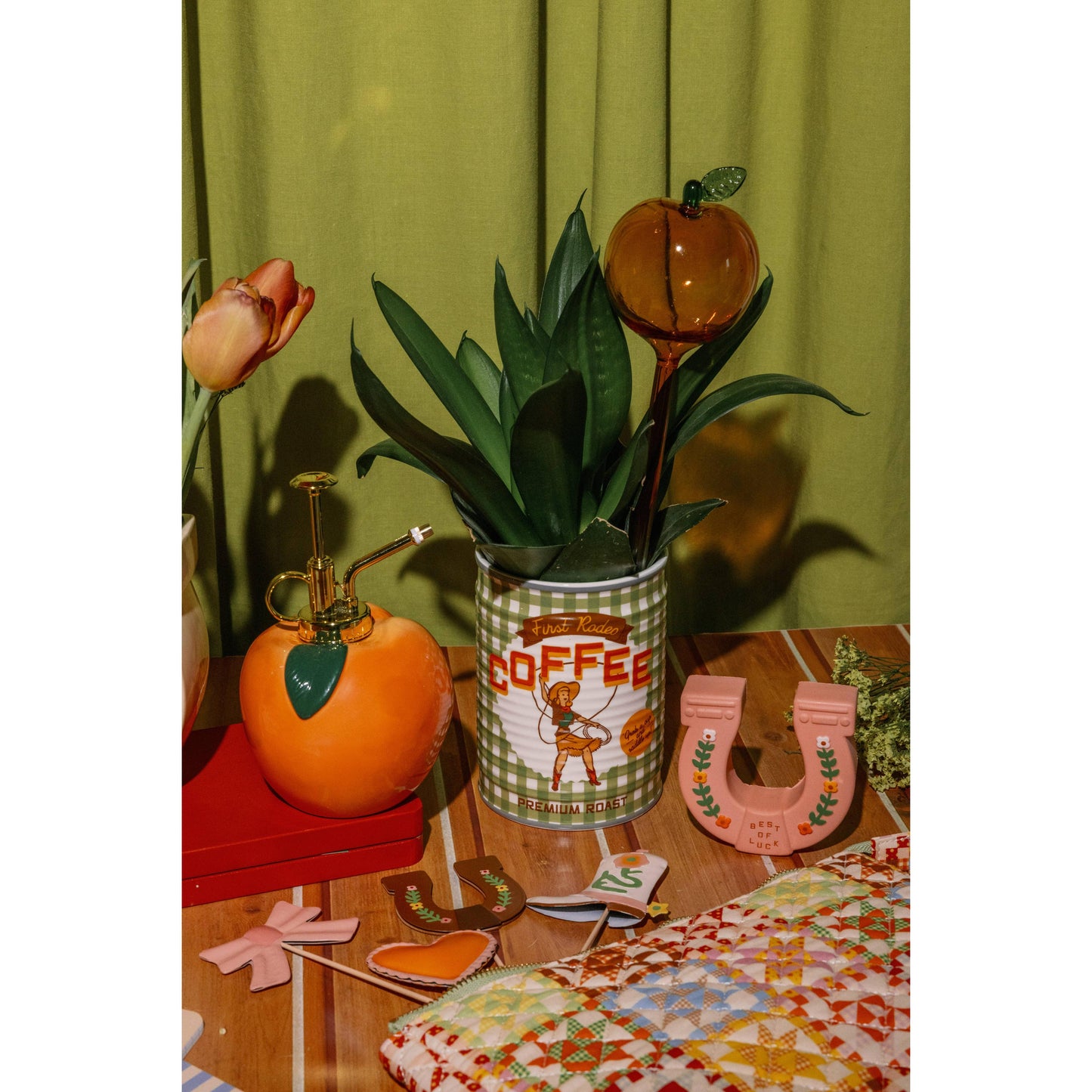 Peach Watering Globes | Self-Watering Plant Globes Set of 2
