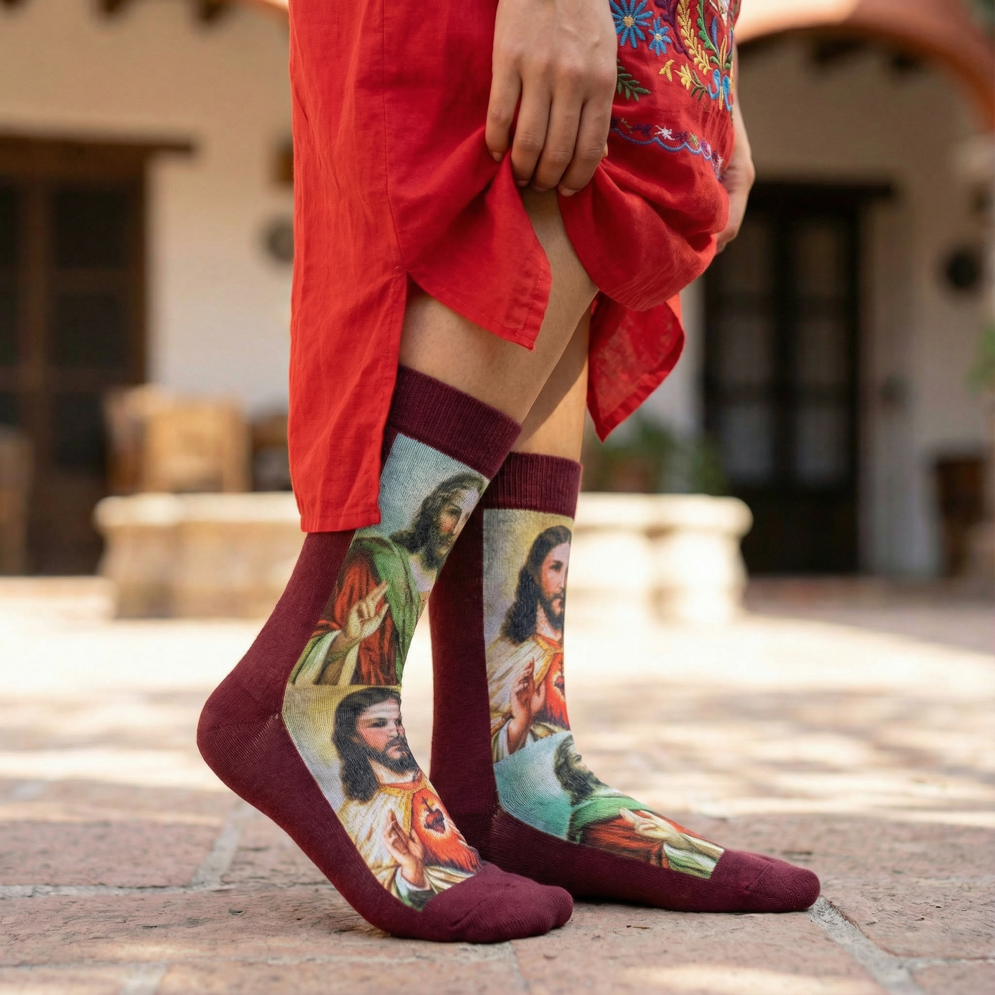 Sacred Heart Jesus Women's Socks | Religious Pattern Crew Socks