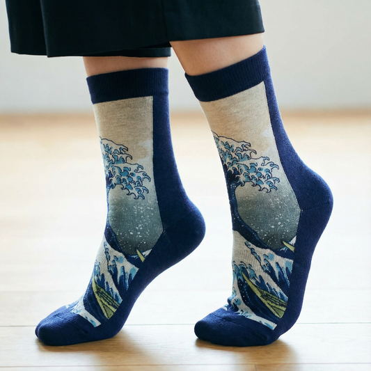 The Great Wave off Kanagawa Art Women’s Socks | Iconic Japanese Wave Crew Socks