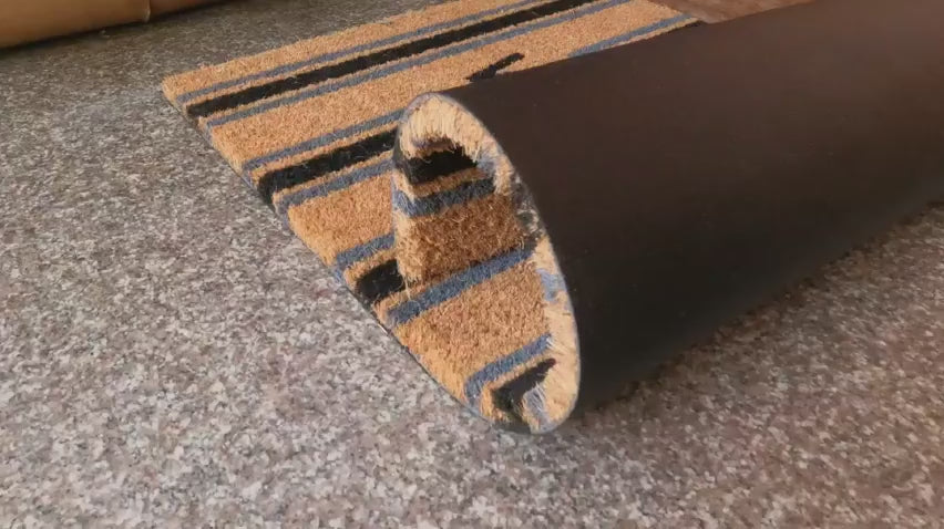 Gray Machine Tufted Boombox Coir Doormat