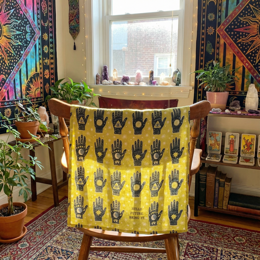 Hello Future Bring It Mystical Hand Dish Cloth Towel | All-Over Astrology Design | 20" x 26"