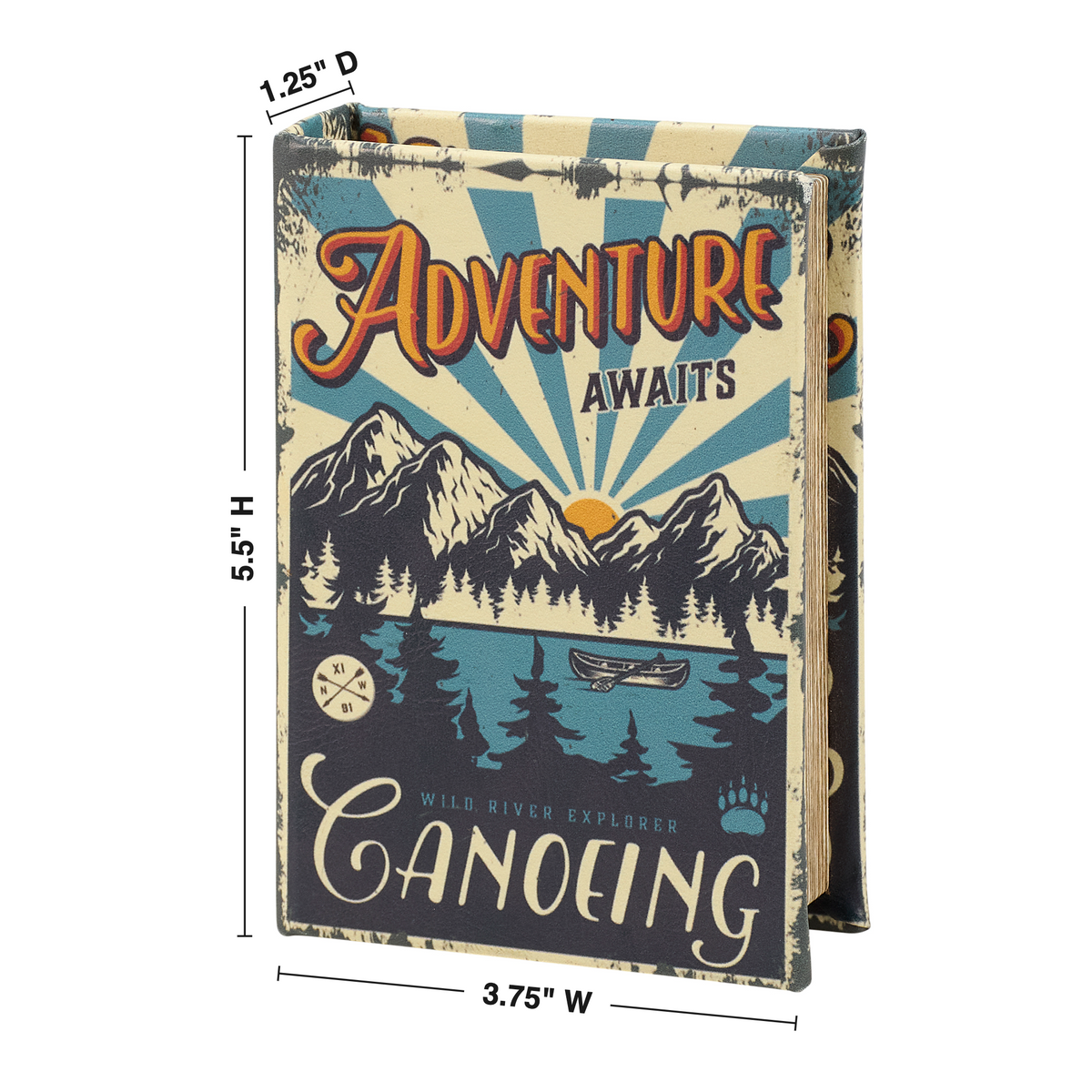 Adventure Awaits Canoeing Book Box | Men's Gift | Secret Stash or Trinket Box-Primitives by Kathy-The Bullish Store