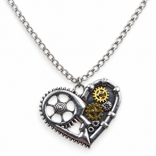 Steampunk Gear Heart Necklace | Handmade Pendant