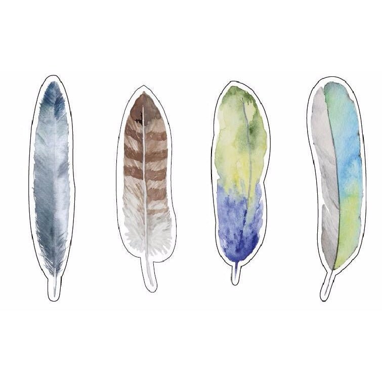 30-Pack of Watercolor-Style Feather Bookmarks