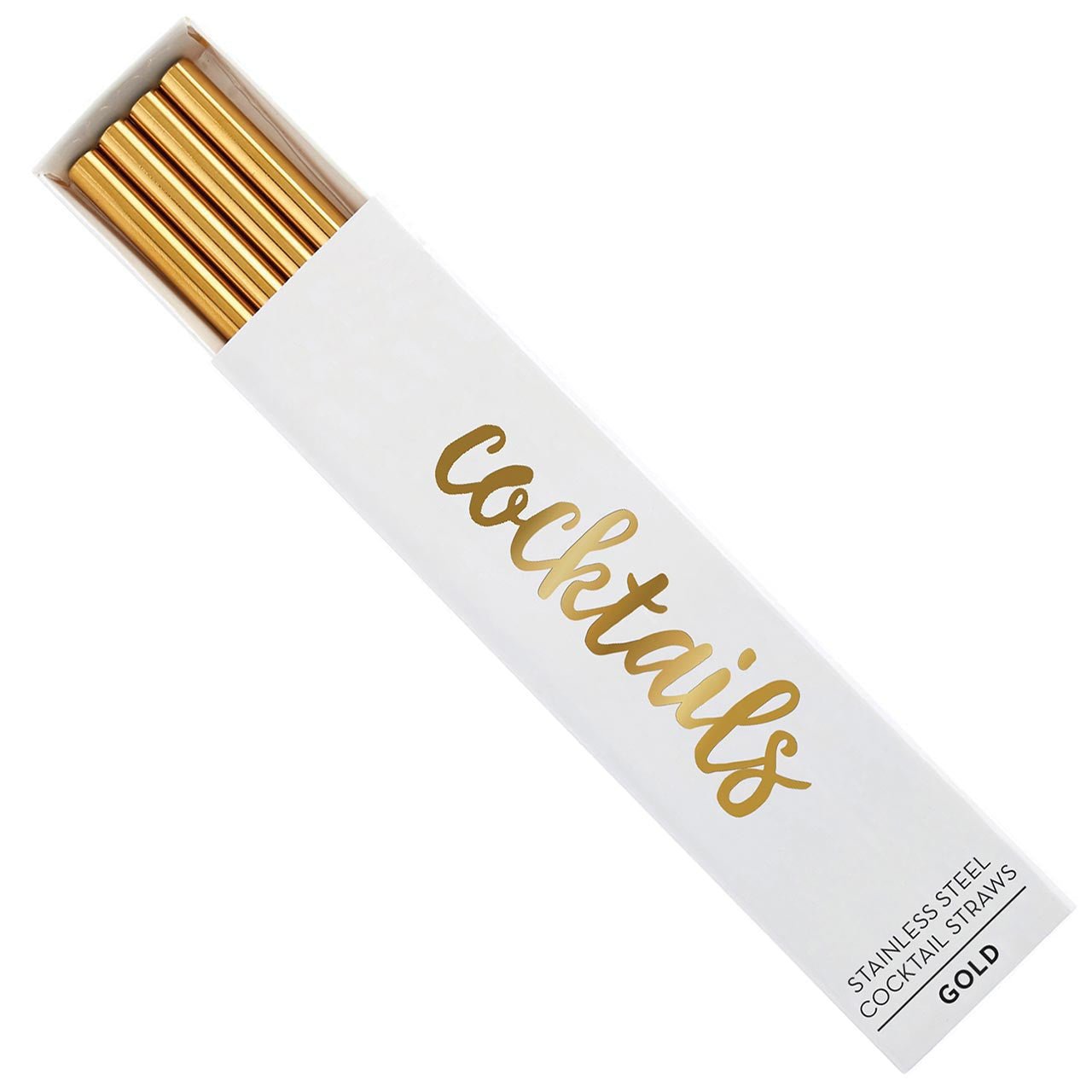 5" Mini Stainless Steel Cocktail Straws in Gold | Set of 4