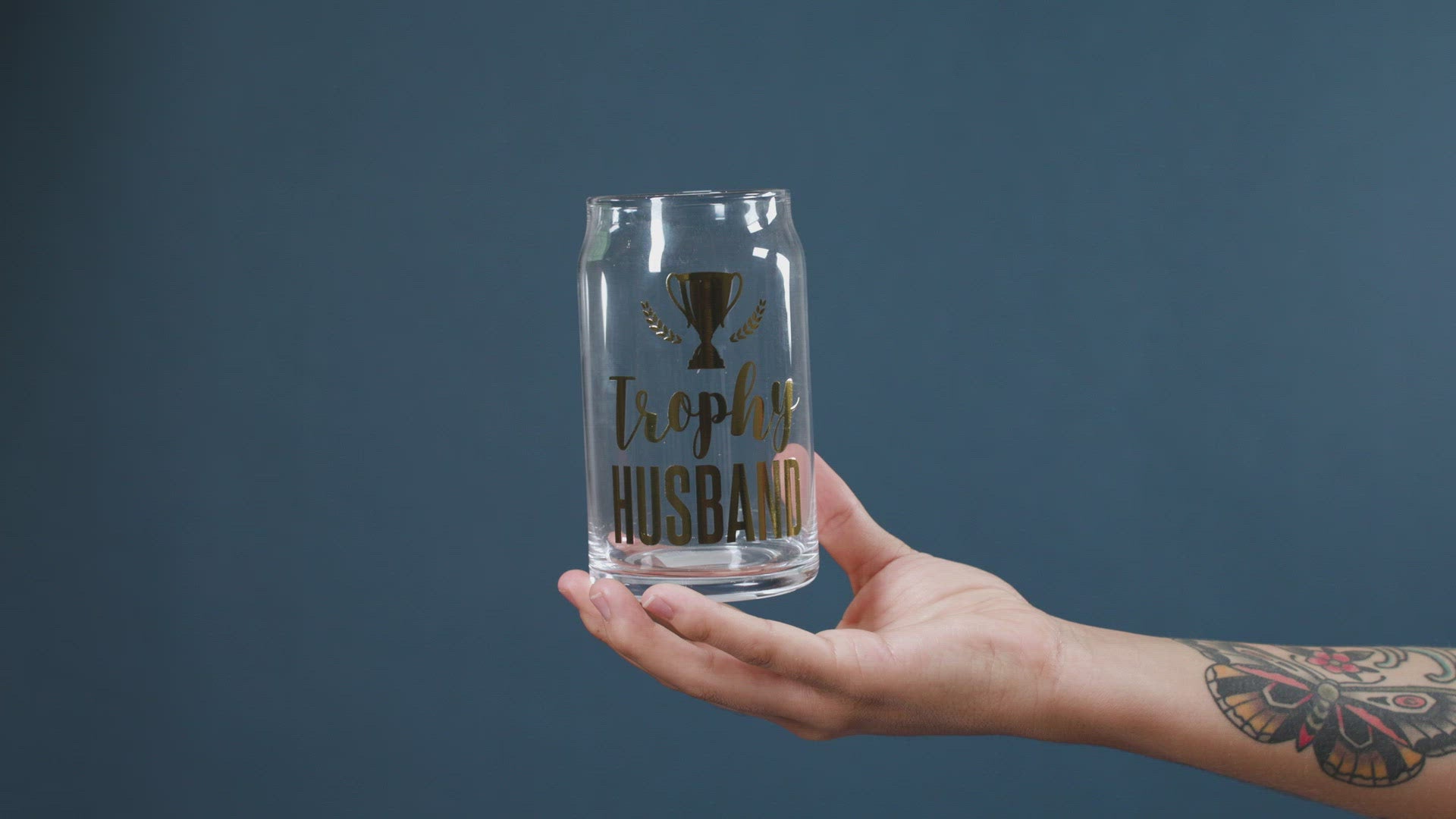 Beer Glass in Gold Lettering with Sentiment