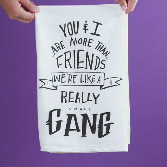 Video of You & I Are More Than Friends, We're Like a Really Small Gang Funny Snarky Dish Cloth Towel