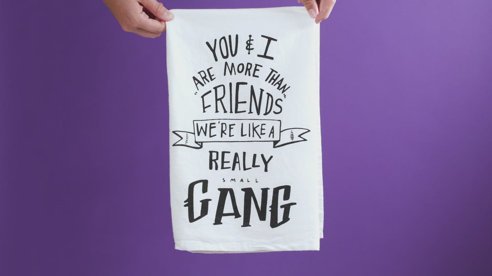 Video of You & I Are More Than Friends, We're Like a Really Small Gang Funny Snarky Dish Cloth Towel