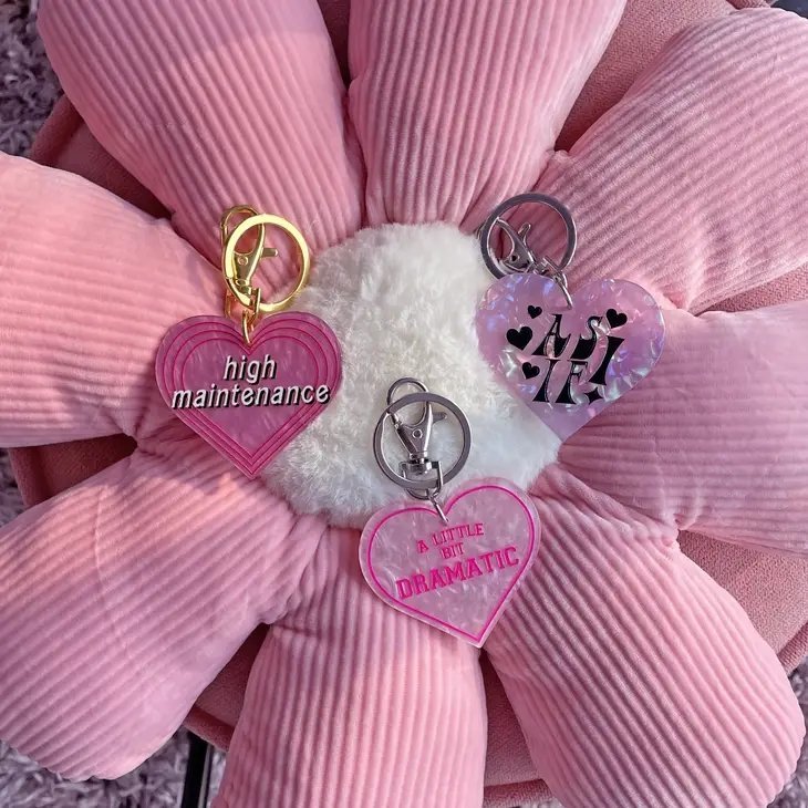 A Little Bit Dramatic Heart Keychain in Light Pink | Mean Girls