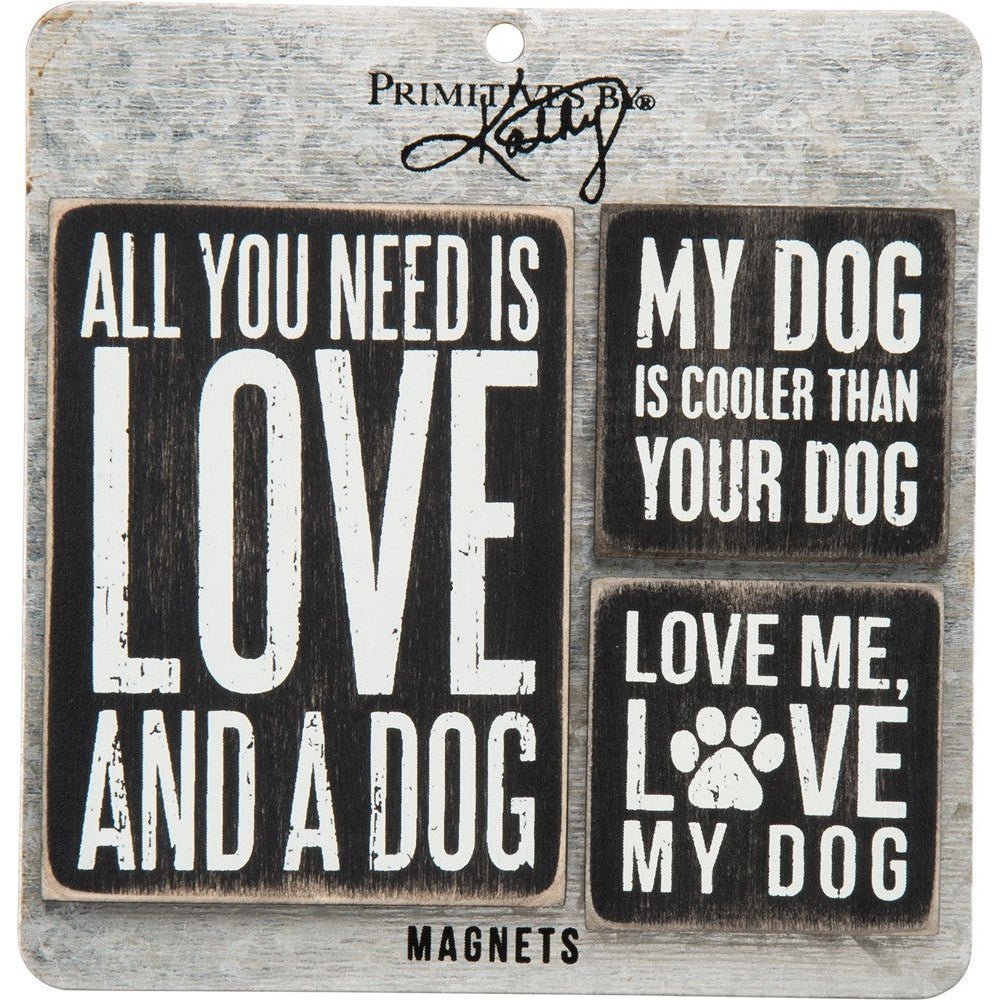 All You Need is Love and a Dog Wooden Magnet Gift Set