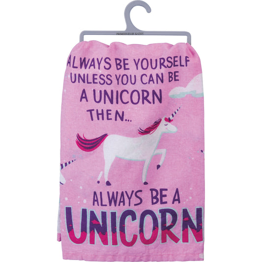 Always Be Yourself Unless You Can Be A Unicorn Dish Cloth Towel | Novelty Silly Tea Towels | Cute Kitchen Hand Towel | 28" x 28"