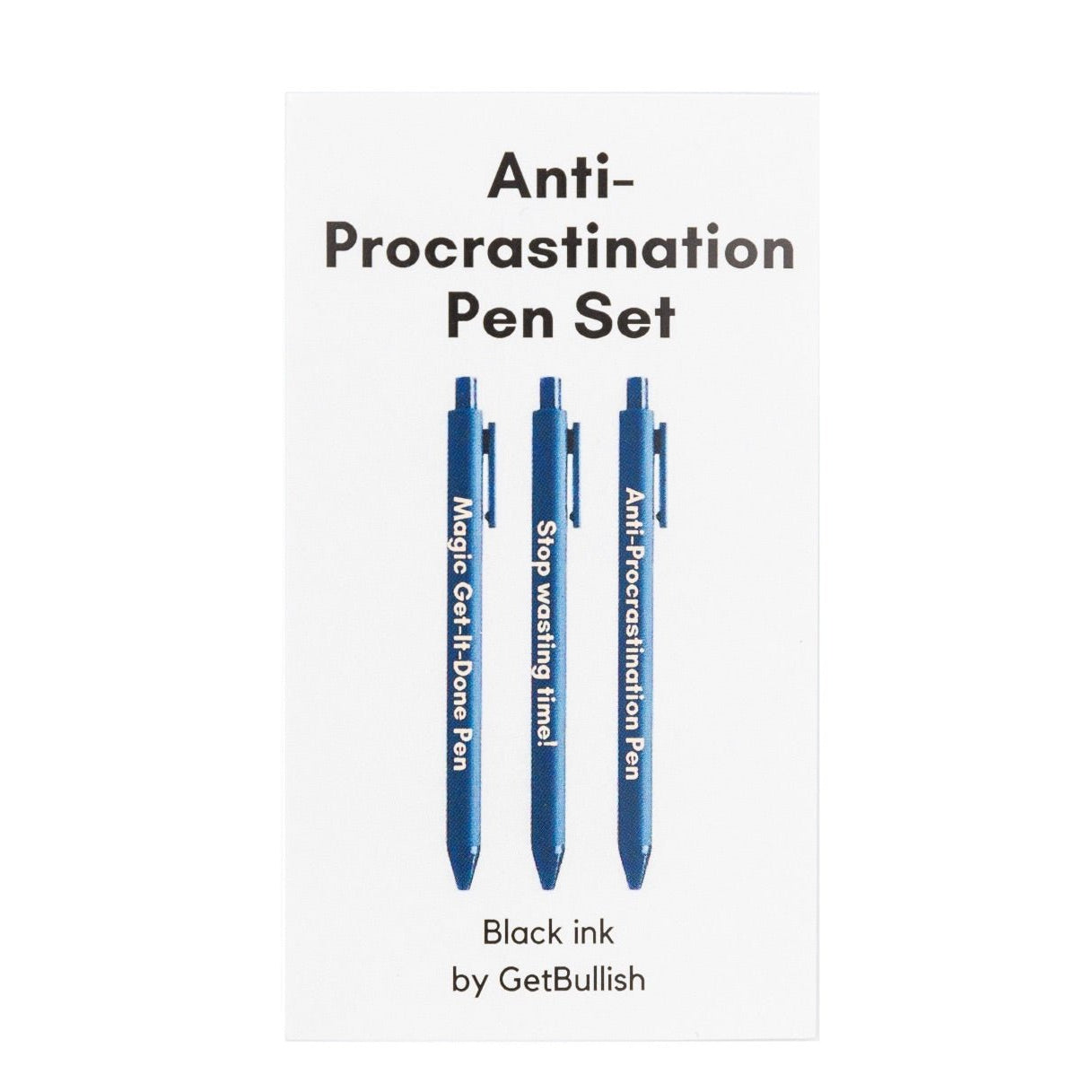 Anti-Procrastination Pen Set | Gel Click Pen Gift Set | 3 Pens in Navy
