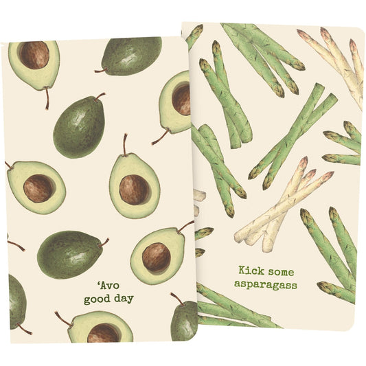 'Avo Good Day and Kick Some Asparagass Large Notebooks | 5" x 8.25" x 1" | Set of 2
