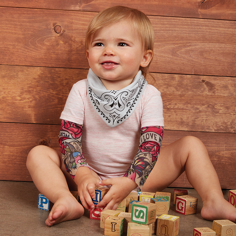 Baby Bandana Bib and Burp Pad Set in Gray and White | Unisex Useful and Funny Baby Gift
