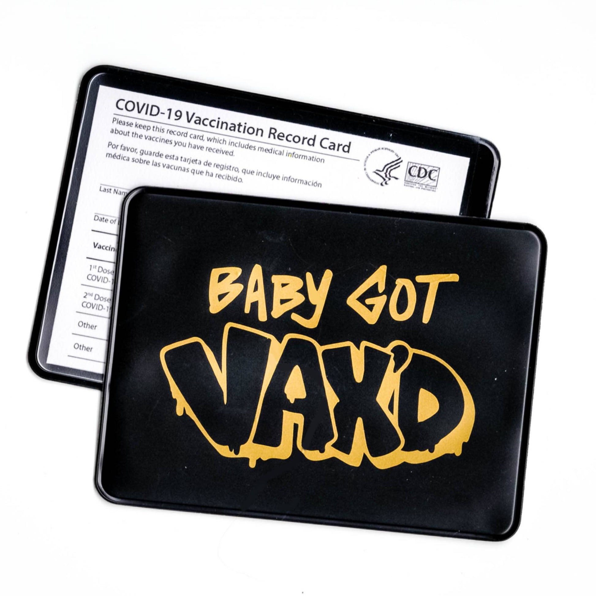 Baby Got Vax'd! Flexible Vinyl Vaccination Card Holder in Blue or Black