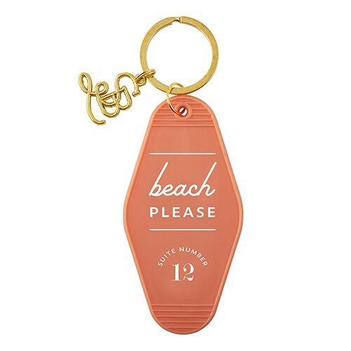 Beach Please Motel Style Keychain with Gold Hardware