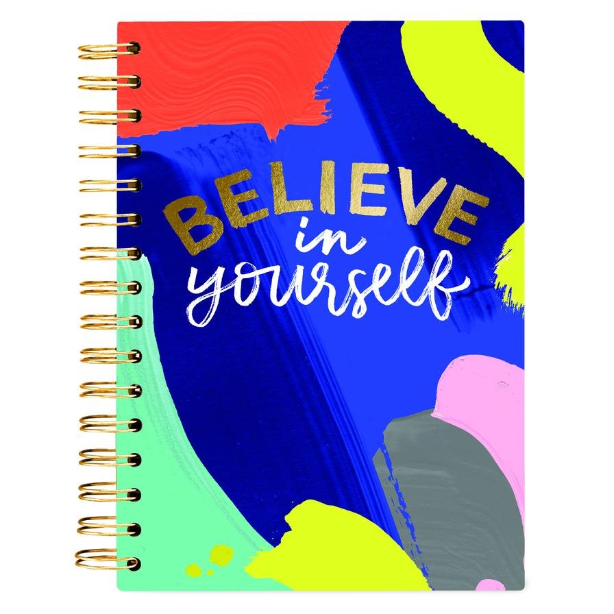 Believe In Yourself Spiral Hard Cover Journal in Joyful Abstract