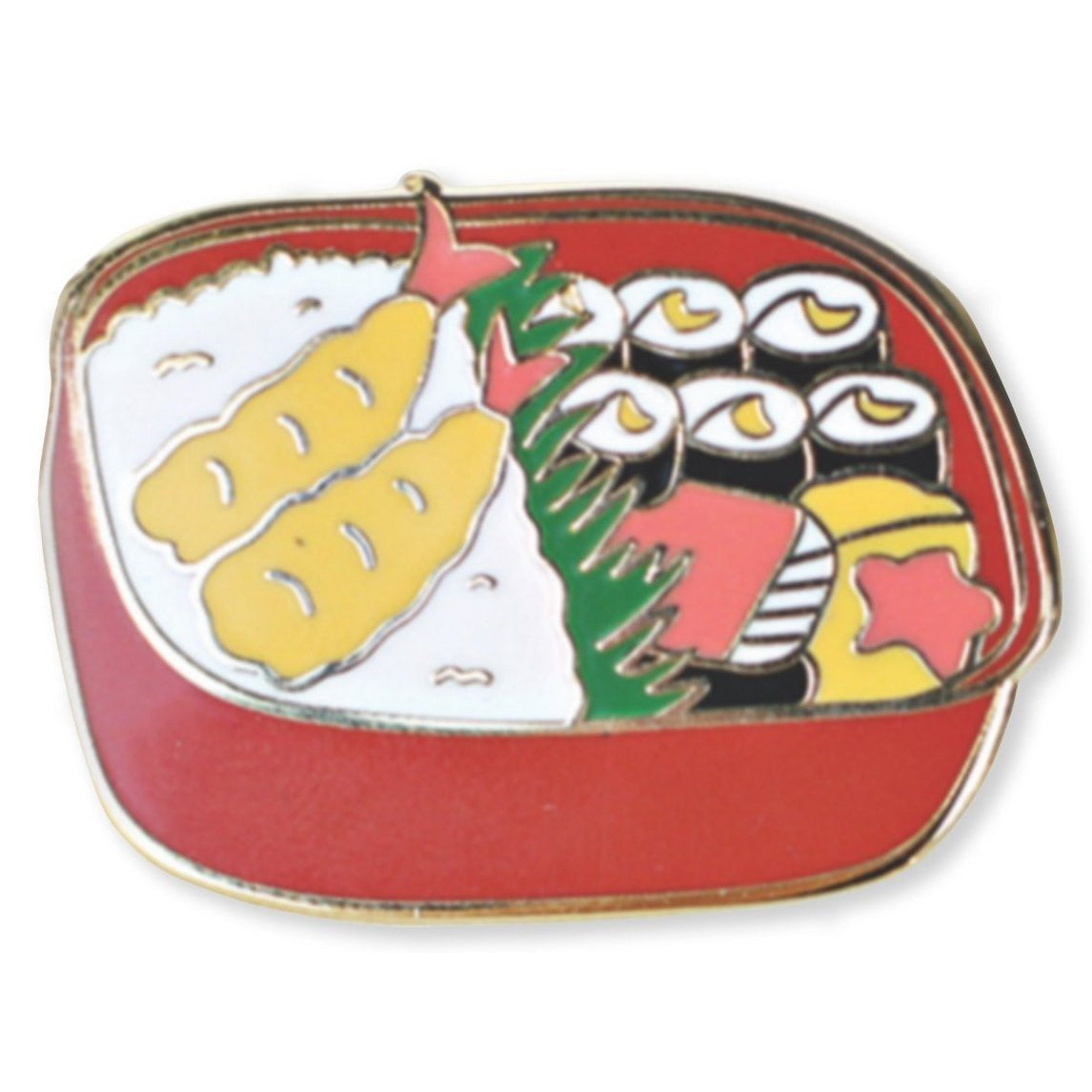 Bento Box Enamel Pin with Gold Detailing