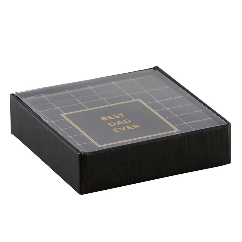 Best Dad Ever 3"x3" Paperweight | Black Grid Pattern | Classic Dad Gift in Gift Box