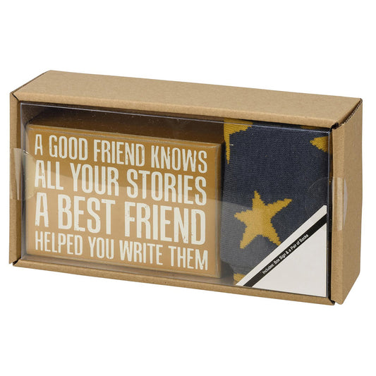 Best Friend Box Sign And Socks Giftable Set