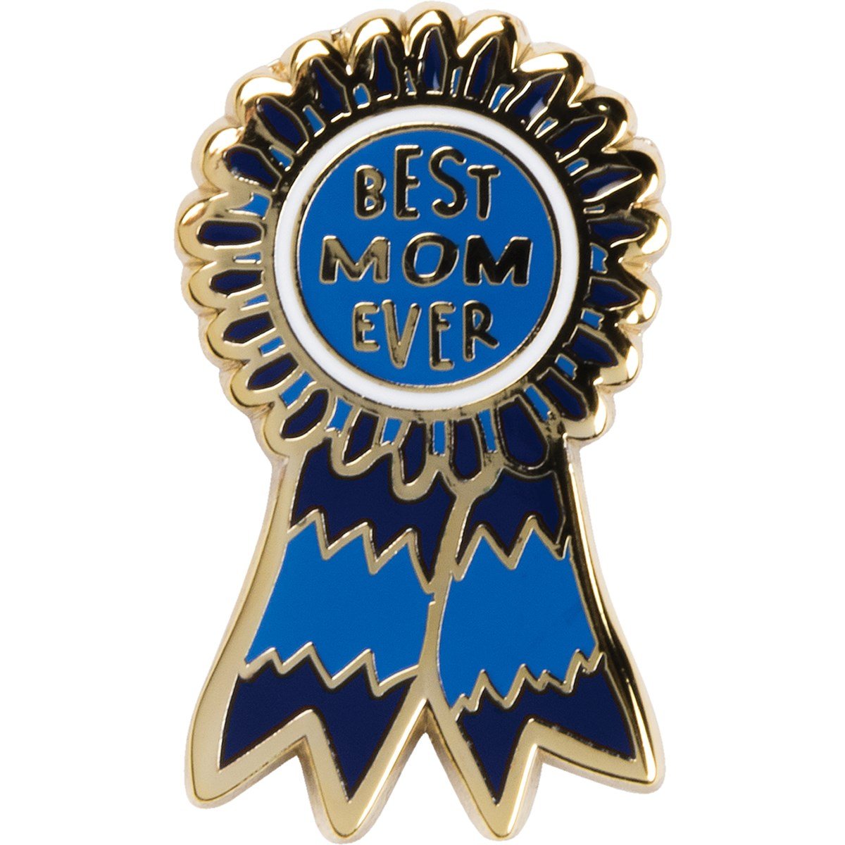 Best Mom Ever Blue Ribbon Enamel Pin on Gift Card