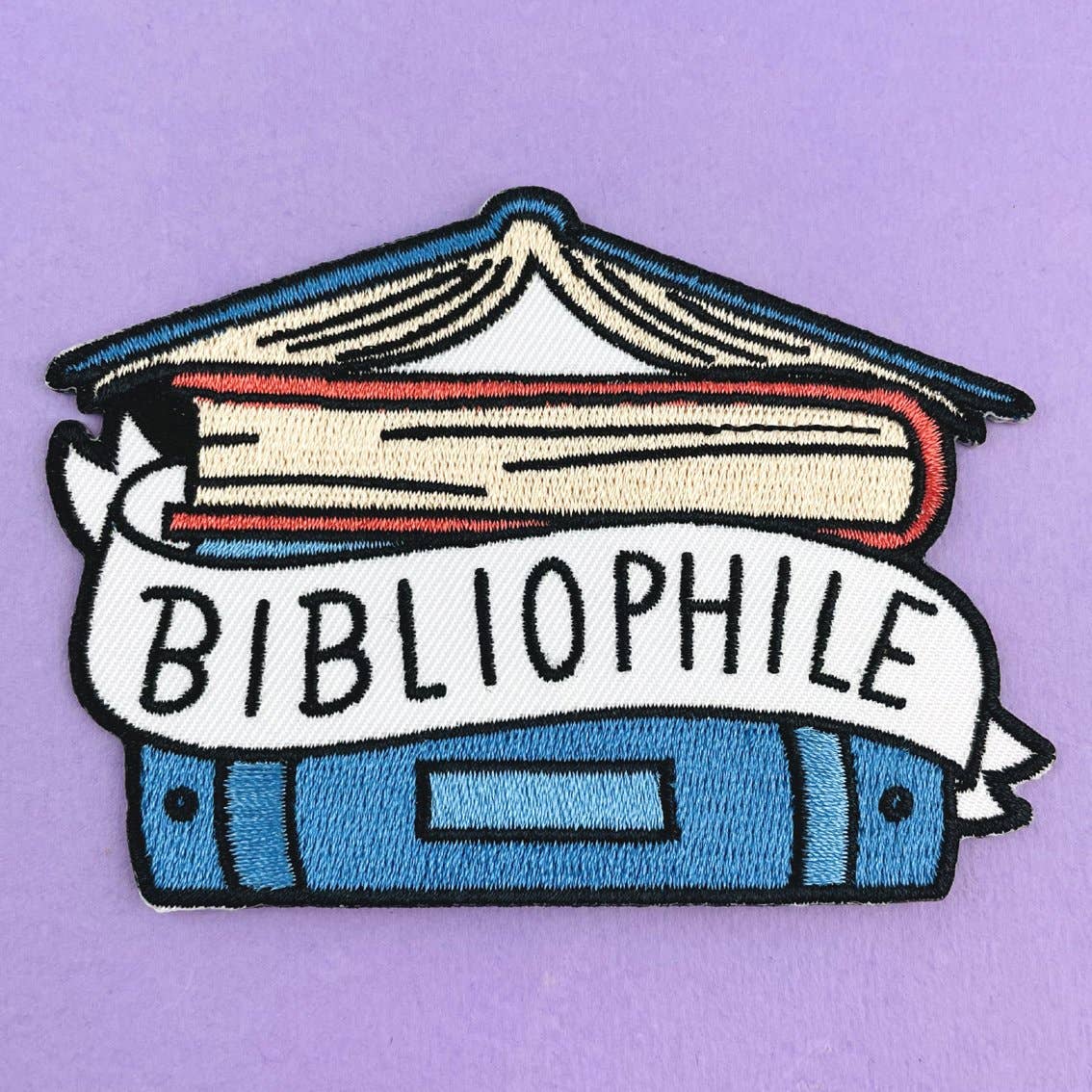 Bibliophile Embroidered Iron On Patch | Artist-Designed in Australia