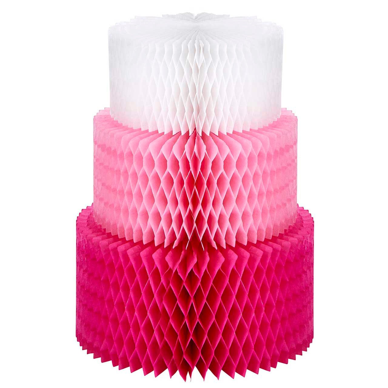 Birthday Cake Paper Table Decoration in White and Pink