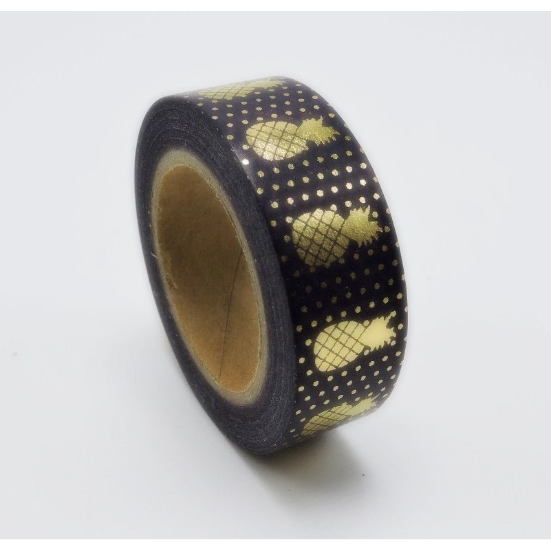Black Pineapple Washi Tape with Metallic Gold | Gift Wrapping and Craft Tape