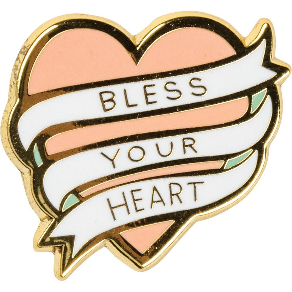 Bless Your Heart Enamel Pin in Pink on Southern-Inspired Gift Card