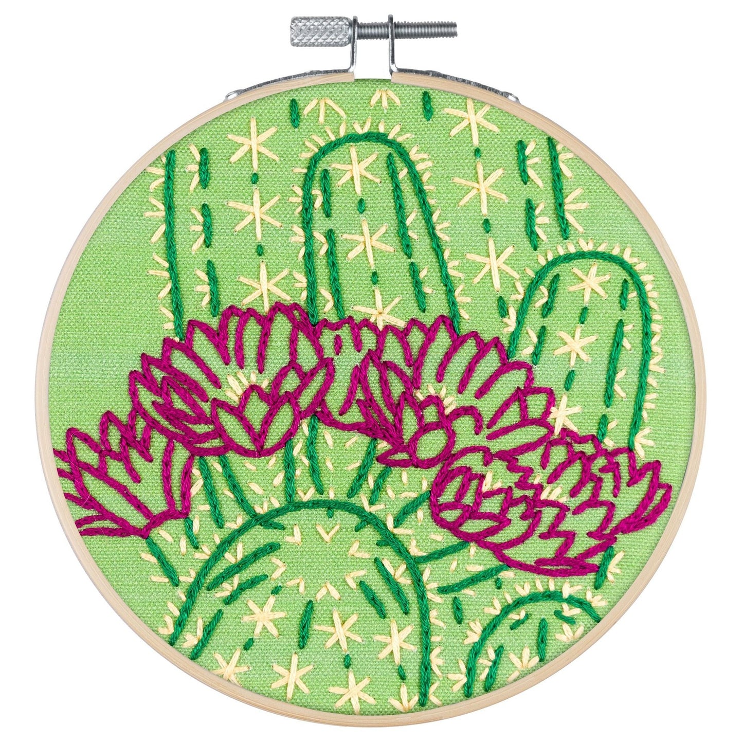 Blooming Cactus 5" Embroidery Kit in Green