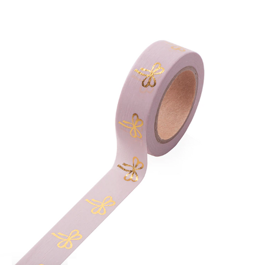 Blush Pink and Gold Bow Washi Decorative Masking Tape | Gift Wrapping and Craft Tape