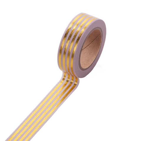 Blush Pink and Gold Stripe Washi Decorative Masking Tape | Gift Wrapping and Craft Tape