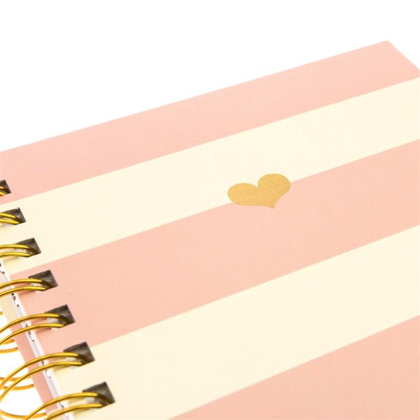 Blush Pink and Heart Charm Stripe Hard Bound Journal