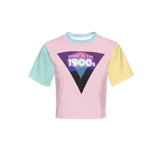 Born in the 1900s Cropped Women's Tee in Pastel Colorblock