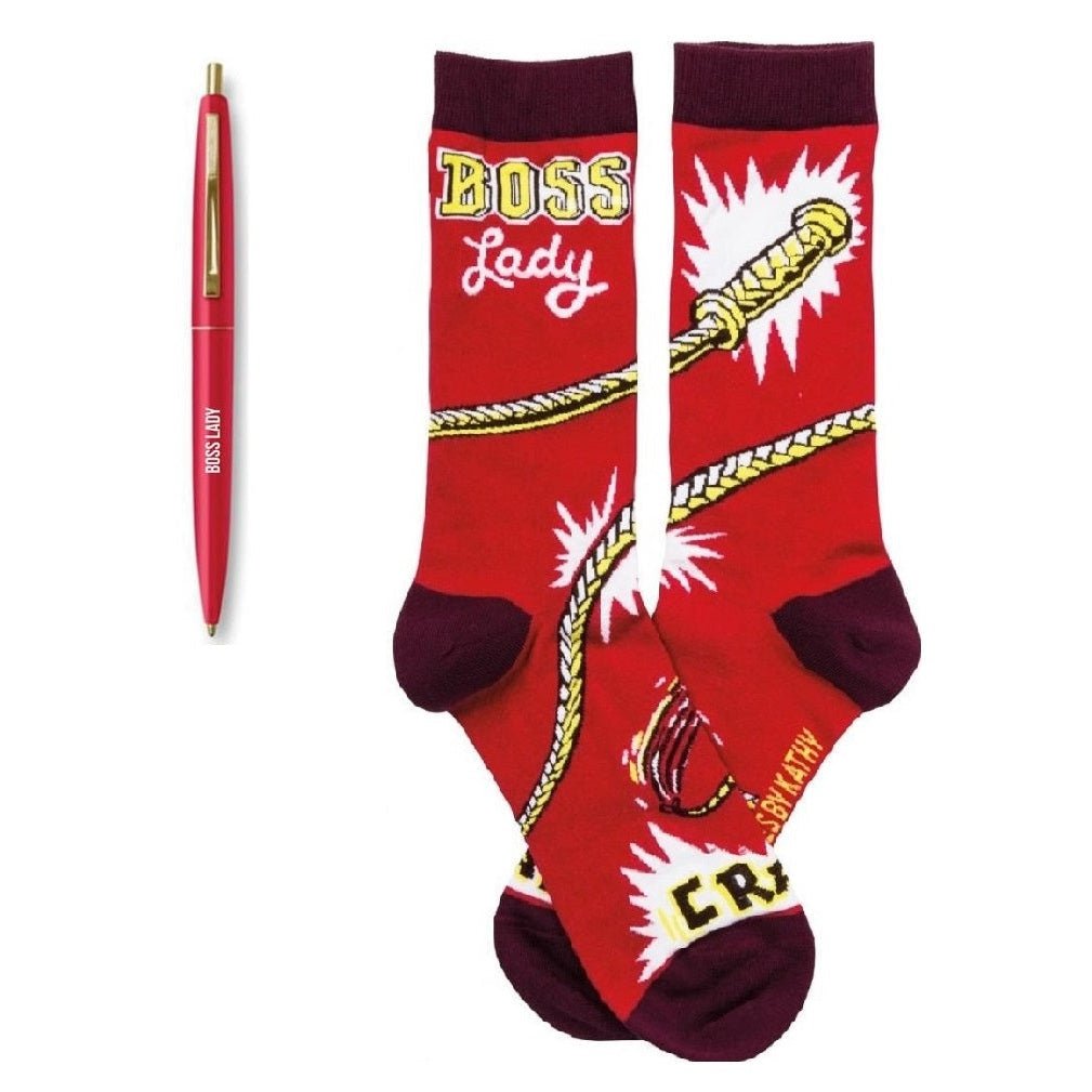 Boss Lady Pen + Red Socks Gift Set