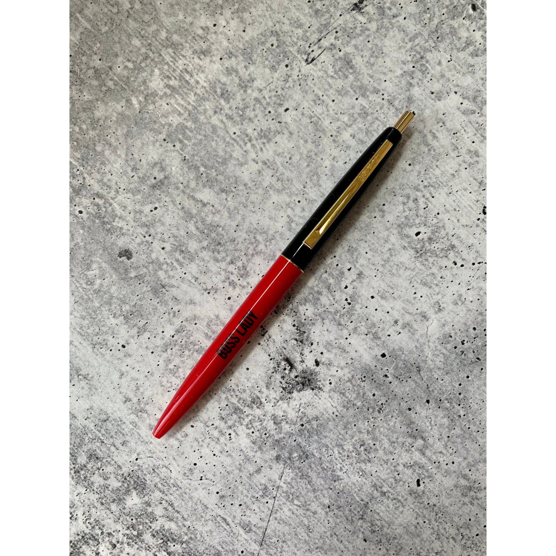 Boss Lady Two-Tone Refillable Pen in Cherry Red and Black