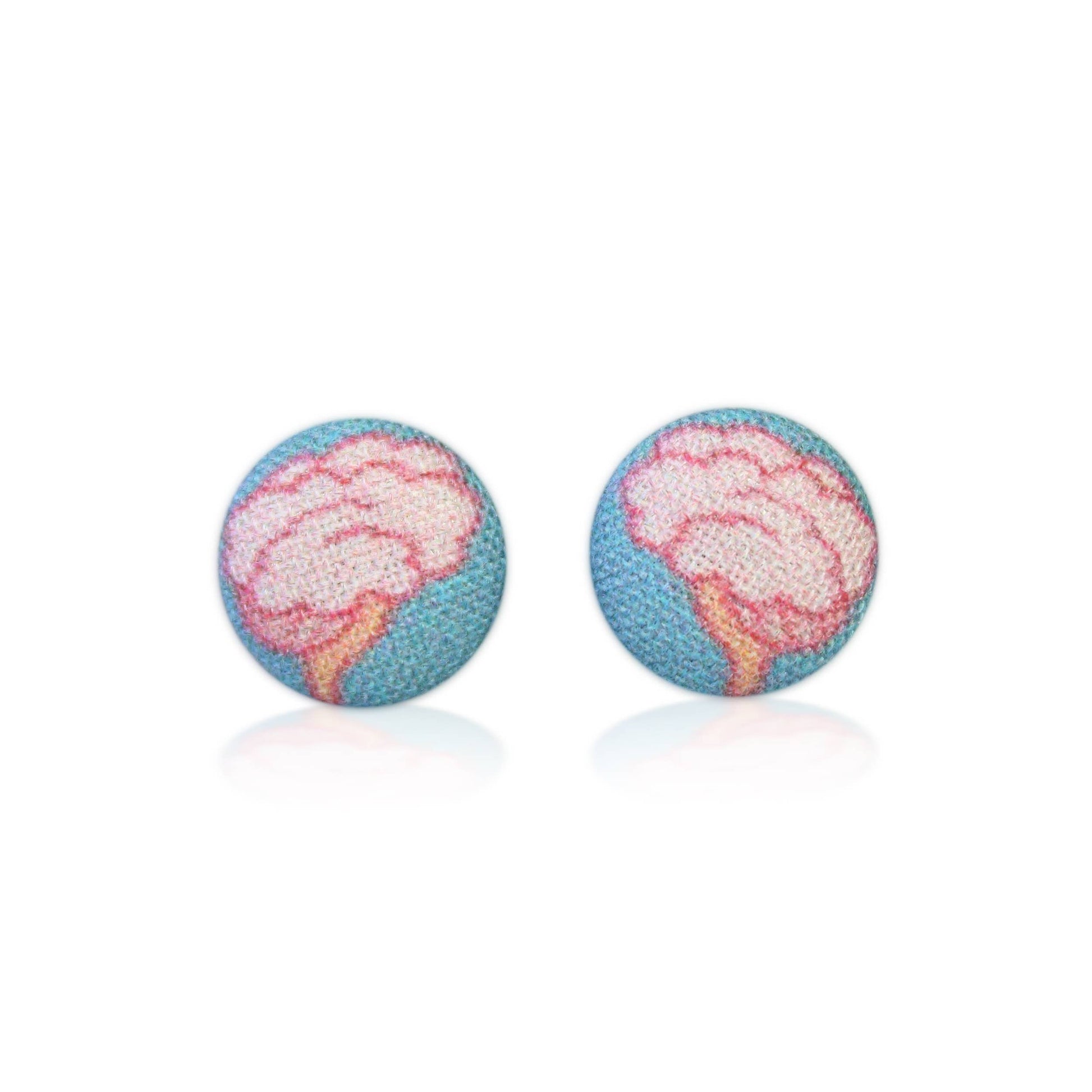 Brain Fabric Button Earrings | Handmade in the US