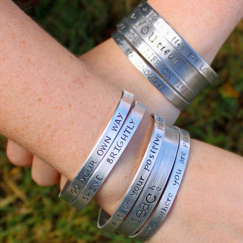 CEO,000,000 Hand Stamped Silver Cuff Bracelet | Handmade in the US